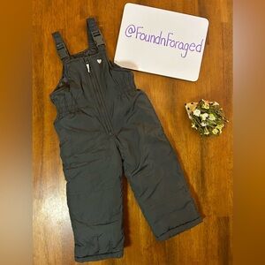 Carter’s Charcoal Gray Snow Bib Overalls White Heart | Girls 3T